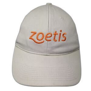 Bayside Baseball Cap Beige Orange Zoetis Logo Made in USA Hat OS Strapback